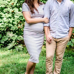 Black and white Striped Maternity Midi Dress Isabel Maternity Size M